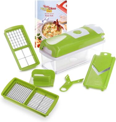 Набір Genius Nicer Dicer Smart 6-елементів: овочерізалка для кубиків, стрічок, скибочок, соломки та чвертей. Зручний подрібнювач цибулі з телевізійної реклами Kiwi.
