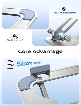 Adjustable Laptop Stand for Desk - Portable Aluminum Laptop Riser - Fits HP 10-16 Inch Laptops (Silver)