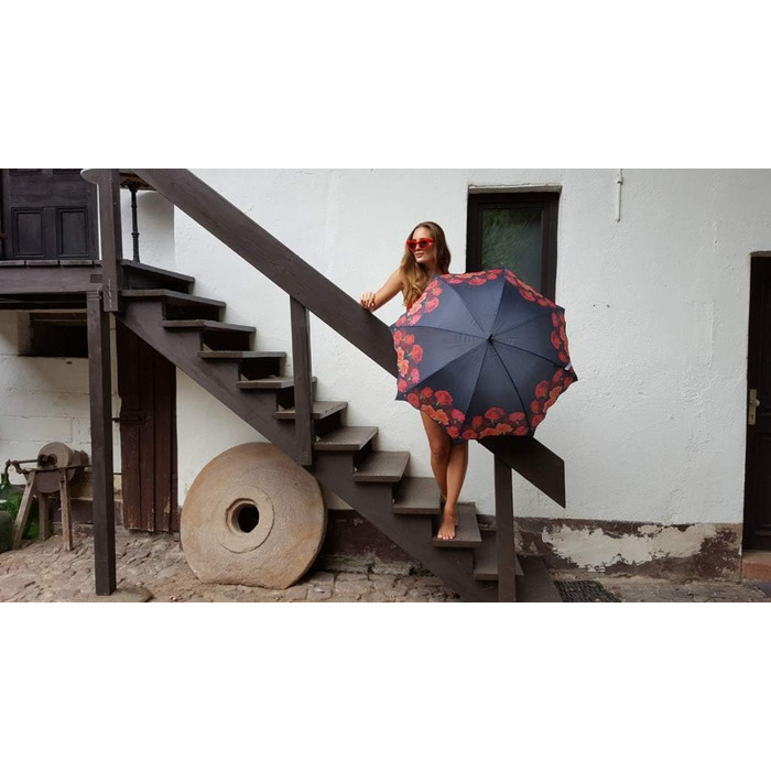 VON LILIENFELD Floral Windproof Umbrella with Automatic Open - Rose Bouquet Design