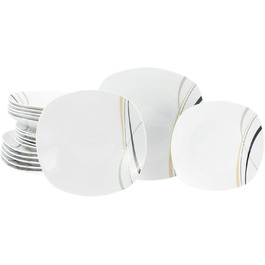 CreaTable Серія Square City Line: 12-piece посудовий сервіз на 6 осіб з порцеляни (18 предметів)