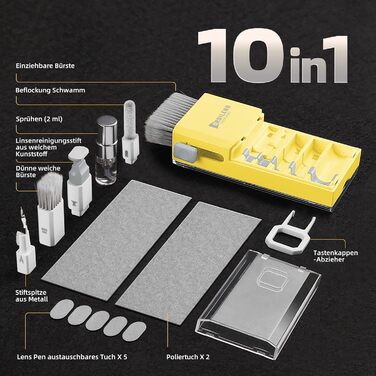Набір для чищення клавіатури та гаджетів Ordilend: щітка, спрей для iPhone, iPad, ноутбука, ПК, монітора