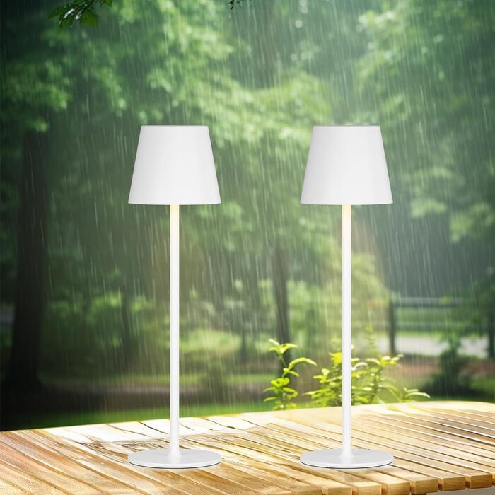 Настільна LED лампа акумуляторна бездротова 2 в 1, димується, з USB-C зарядкою, 3 режими світла, біла - набір 2 шт.