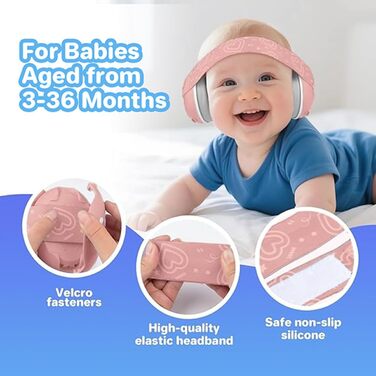 Навушники для захисту від шуму для немовлят, 25db, з шумопоглинанням, для дітей до 36 місяців, рожеві