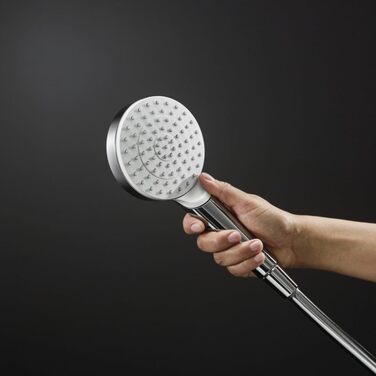 Душова лійка Hansgrohe Crometta EcoSmart, 6 л/хв, ручна, 2 режими, діаметр 100 мм, з антинакипним покриттям, білий/хром