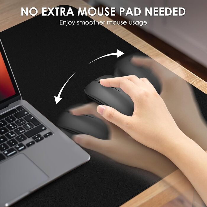 Килимок для миші та столу Vicwe з екошкіри PU, 90x43 см, чорний - захист для офісу та дому