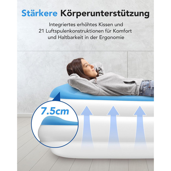 Надувний матрац односпальний з електричним насосом (Чорний)