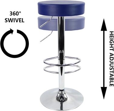 KKTONER Adjustable Height Swivel Bar Stool - SPA, Office & Task Chair with PU Leather (Blue)