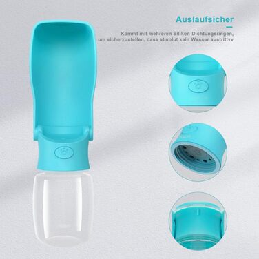 Вода для собак на ходу: пляшка-поїльник 570 мл або 350 мл, для цуценят та собак різних розмірів, блакитна