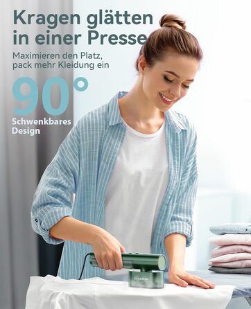 Портативний відпарювач для одягу Steamer 2-в-1 1000W, для глобальних подорожей, зелений