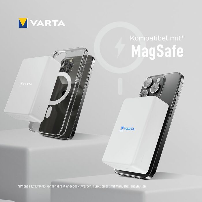 Повербанк VARTA Power Bank Energy 10000 mAh 20W, USB-C та USB-A, Li-Polymer, Pass-Through зарядка, Mag Pro 10000 білий