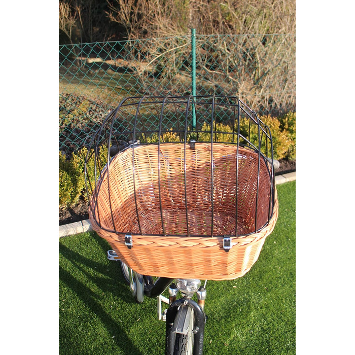 Корзина для велосипеда для собак з ручки з лози з металевою сіткою XL/XXL. Корзина для тварин, велосипедна корзина, натуральний матеріал (без подушки).