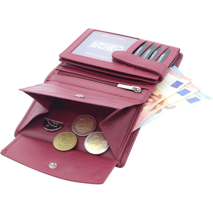 LEAS Women's and Men's Card Holders with Outer Flap in Portrait Format, Genuine Leather, Red Special Edition, Red, 12.5x9cm
