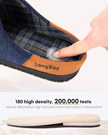 Чоловічі домашні капці LongBay з Memory Foam, в'язані, блакитні (46 EU), для дому та вулиці, дихаючі