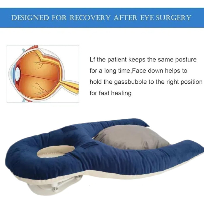 HoldOne Light Vitrectomy Eye Surgery Recovery Pillow, adjustable height & 1 chest pads, reversible face-down support for Macula & Retina removal patients, for patients during