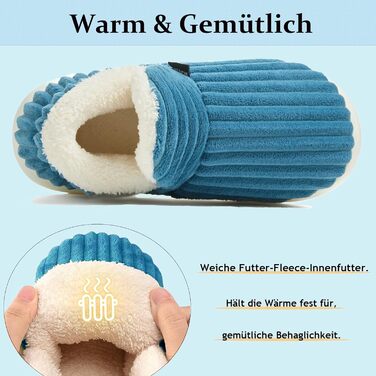 Тапочки зимові для жінок та чоловіків, теплі, закриті, з плюшу, м'які, сучасні, зручні, елегантні, з антиковзаючою підошвою, з memory foam (36/37 EU, Павлинового синього кольору)