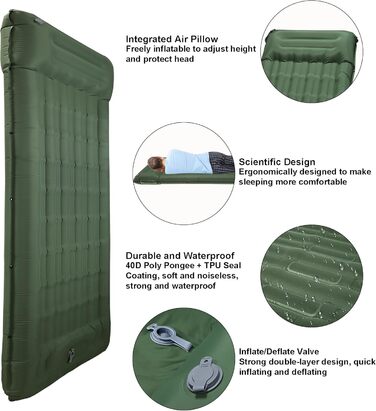 Каремат для кемпінгу Techshare самонадувний, потовщений, з насосом. Підходить для туризму, відпочинку на природі та кемпінгу