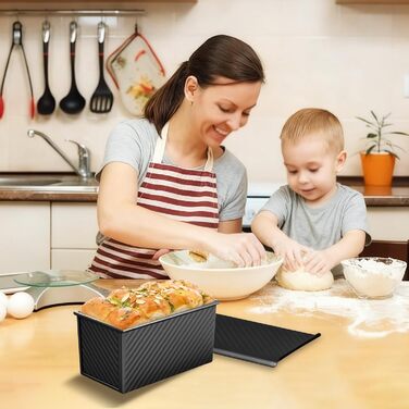Форма для випічки хліба 2 шт з кришкою, антипригарна, 450г (1lb), для тостів, сендвічів, кексів (Чорна)