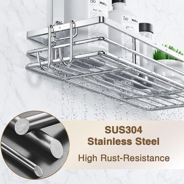 Підставка для душу без свердління 2 шт. з нержавіючої сталі SUS304, полиця для ванної кімнати, клейка