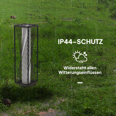 Outsunny Solar Standing Lamp with Light Sensor, 25 LED Lights, Boho Style, IP44 Waterproof, Black+Gray