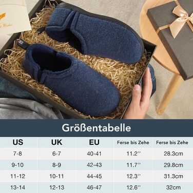 Чоловічі халапи з штучної вовни Snug Leaves з піною Memory Foam, антиковзаючі, теплі, з штучним Sherpa, з еластичними вставками (46/47 EU, темно-синій)