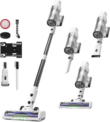 Акумуляторний пилосос ElecKeys 48000Pa/580W з LED дисплеєм, для твердих поверхонь, килимів та шерсті тварин, білий (сірий)