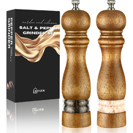 Набір для солі та перцю Jepsen: ручні млини з дерева, наповнювані, з регульованим керамічним ядром, 2 шт.