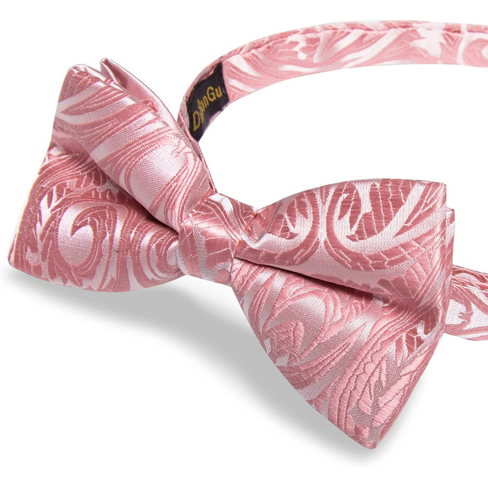 Метелик чоловічий DiBanGu Seide Paisley темно-рожевий (7001) з нагрудною хустинкою, шпилькою та запонками для весілля, вечірки, випускного