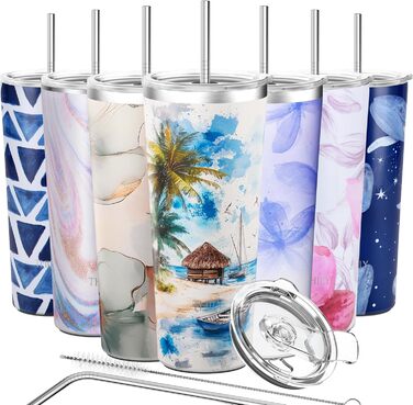 Термос THILY 780 мл з нержавіючої сталі, подвійний ізоляційний шар, з кришкою, захищеною від бризок, для гарячих та холодних напоїв, 2 шт. (Золотий мармур + Синій мармур)