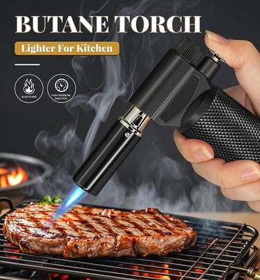Газовий запальник для кухні з регульованим полум'ям Jet, одноручний, для приготування їжі, грилю, паяння (без газу), Zq1-bk