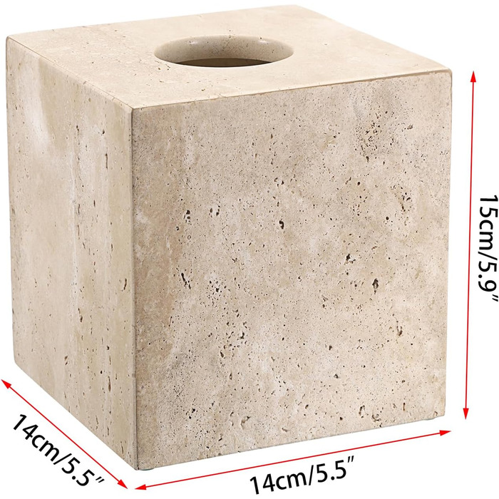 SUMNACON Travertine Tissue Box Cover Square, Tissue Cube Boxes for Home, Toilet Paper Holder Paper Holder Paper Napkin Box for Living Room Dining Room Office Hotel Restaurant Square