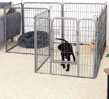 Lionto Вольєр для цуценят та дрібних тварин, 80x80 см, розширюваний вольєр для собак, вольєр для собак у квартиру/сад, з дверцятами та замком, стійкий до погодних умов, 8 елементів