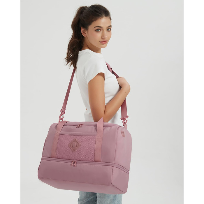 Спортивна сумка WANDF для ручної поклажі в літак (45x36x20 см) з відділенням для взуття та мокрих речей, рожева