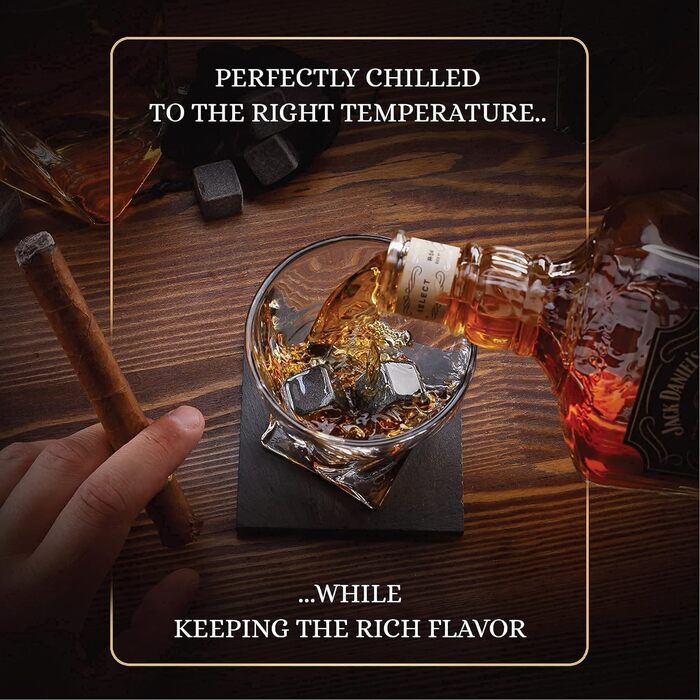 Подарунковий набір Whisky Steine Royal Reserve: кам'яні охолоджувачі для віскі, дерев'яне коричневе підношення для чоловіків, без розведення