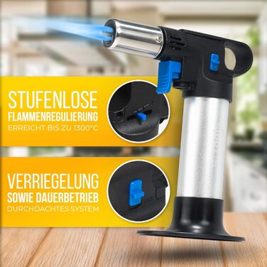 Кулінарний газовий пальник MAGNUM® для карамелізації та фламбування, 1300°C, з запасом газу 300 мл, багаторазовий преміум-пальник для Крем-брюле