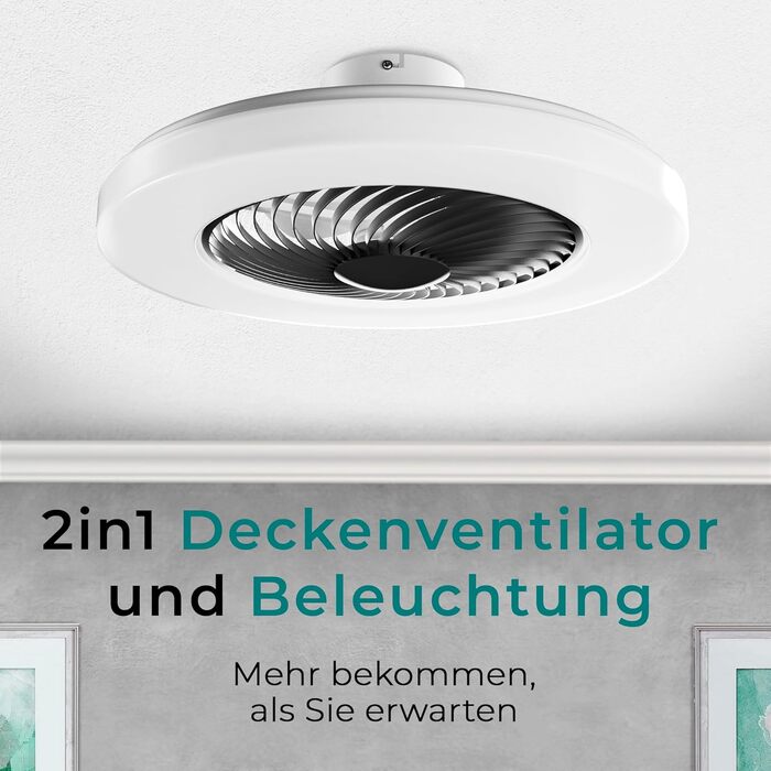 Стельовий вентилятор Noaton Triton 12050B з LED підсвіткою, диммер, 3 режими кольору, пульт, таймер, Ø50 см (чорний)
