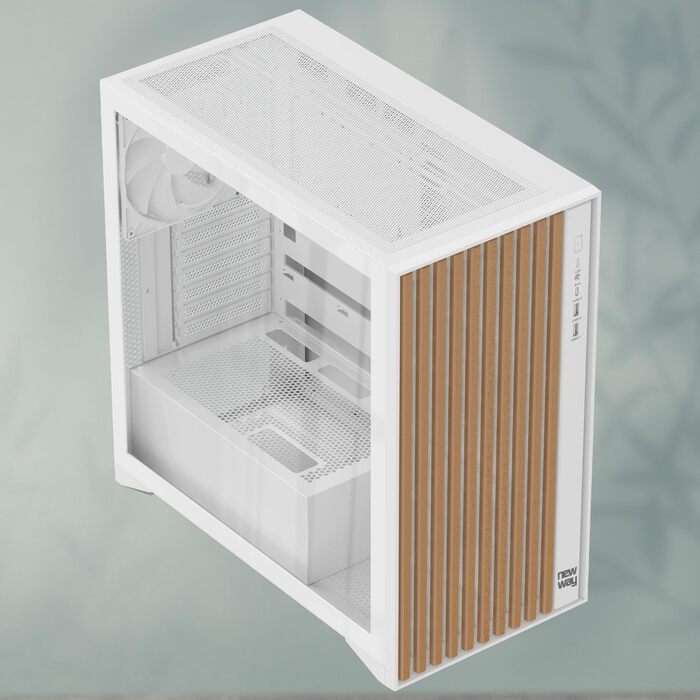 Корпус ПК NEWWAY NW1 з дерева, Mid-Tower, ATX/Micro-ATX/ITX, USB Type-C, 3 x 140 мм PWM вентилятори, скляна бічна панель