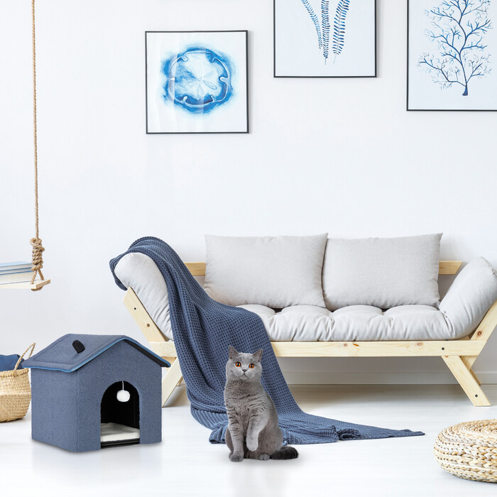 Relaxdays Cat Cave in Blue