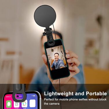 LED кільцева лампа для смартфона та ноутбука, світло для селфі з 3 колірними температурами та 5 рівнями яскравості, USB світло для відеоконференцій, Zoom, YouTube, TikTok, макіяжу, фотографії