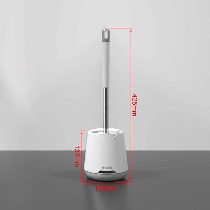 Набір для туалету Ibergrif: щітка з силікону з анти-крапельною підставкою та вентиляційним сушінням, білий (126x425 мм)