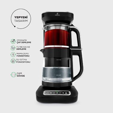 Karaca Dora Teapot, 4.5L Kettle, 1.8L Water Boiler, suitable for gas and electric cooktops, teapot, Turkish teapot (cezve), and teapot set, Teapot (not induction compatible), (220V, Black Chrome)