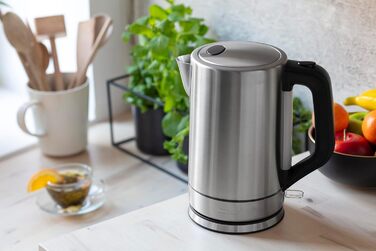 Електричний чайник MPM MCZ-85/G1, 1.7 л, без BPA, бездротовий, 360° поворотна база, антинакипний фільтр, автовимкнення, чорний, 2200W (сталь)