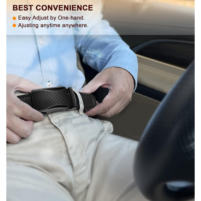 Чоловічий шкіряний ремінь KEMISANT з автоматичною пряжкою, 35 мм, регульований, чорний