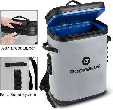 ROCKBROS Холодильна сумка-рюкзак 17L, 48 годин охолодження, водонепроникна, для пікніків, кемпінгу, риболовлі та подорожей