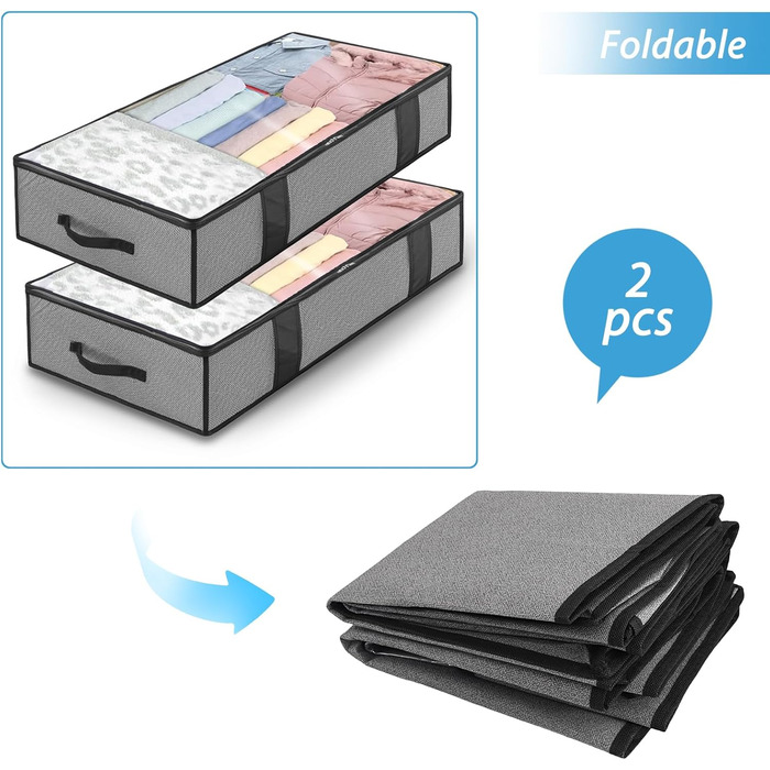 Коробки для зберігання під ліжком 90л (2 шт) - органайзери для постільних речей, одягу, ковдр