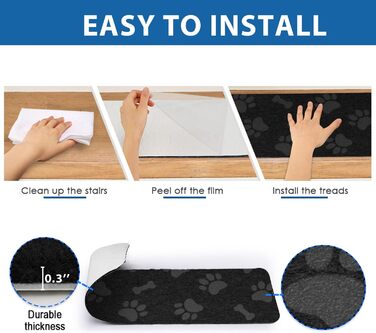 GOYLSER Non-Slip Wooden Stair Treads - Felt Self-Adhesive Stair Mats - 15 Piece Set (76x20cm)