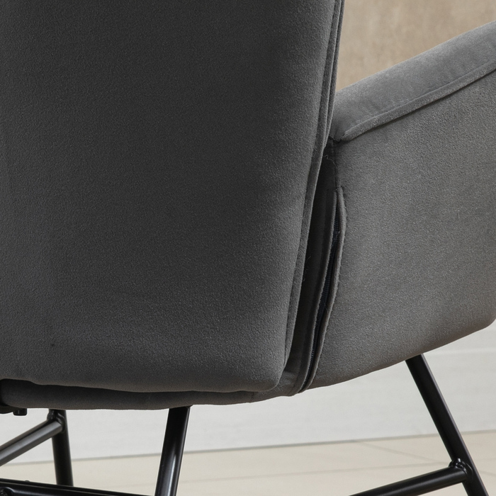HOMCOM Rocking Chair with Steel Frame, Padded Lounge Chair, Velvet-like Polyester, Comfortable Seat for Living Room
