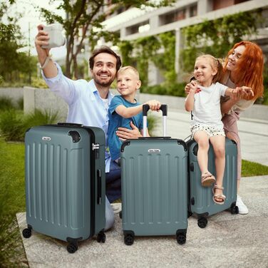 Набір валіз TANTOMI 3 шт., ABS, з колесами, 20/24/28 дюймів, світло-темно зелений