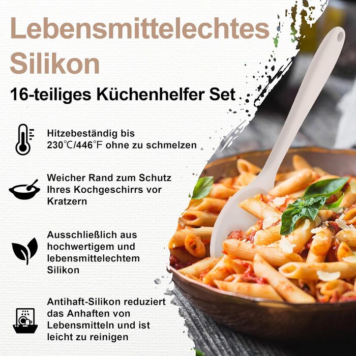 Набір кухонних аксесуарів Homikit, 16 предметів, хакі. Кухонні інструменти з підставкою, стійкі до високих температур, комплект кухонного посуду, придатні для миття в посудомийній машині