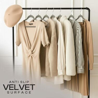 Плечики для одягу Utopia Home з оксамиту - антиковзкі, міцні, для курток та светрів (сірий, 20 шт.)