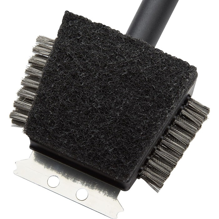 Cuisinart CCB-100 Grill Cleaning Brush with 3 Bristles (4-in-1 Grill Cleaning Brush with Stainless Steel Wire Bristles)